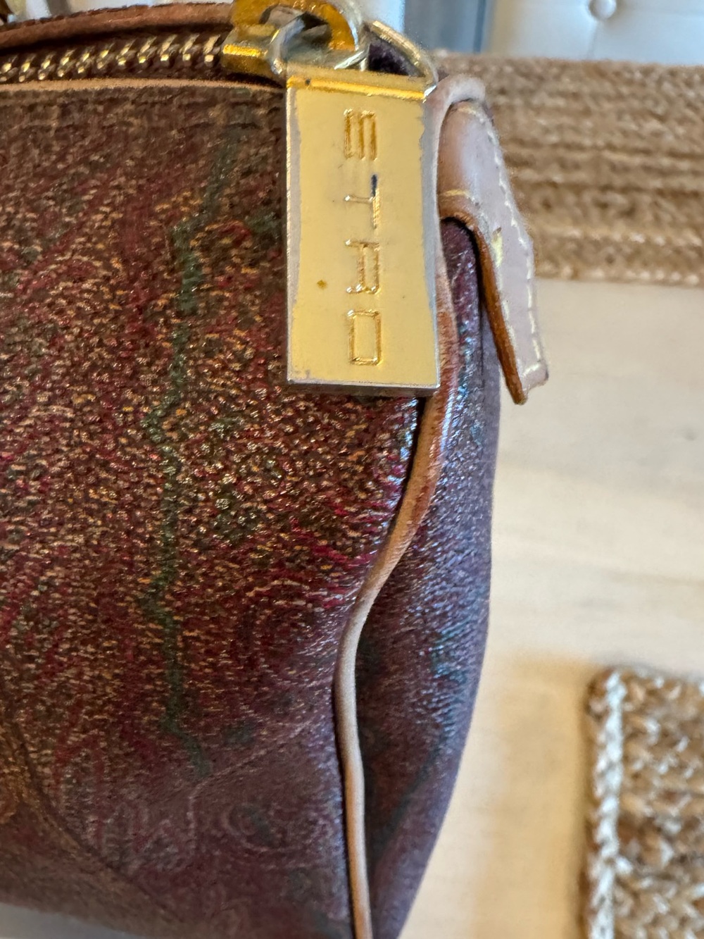 Vintage ETRO Milano Paisley Coated Canvas Boston Bag Satchel - Speedy Style - Picture 4 of 13